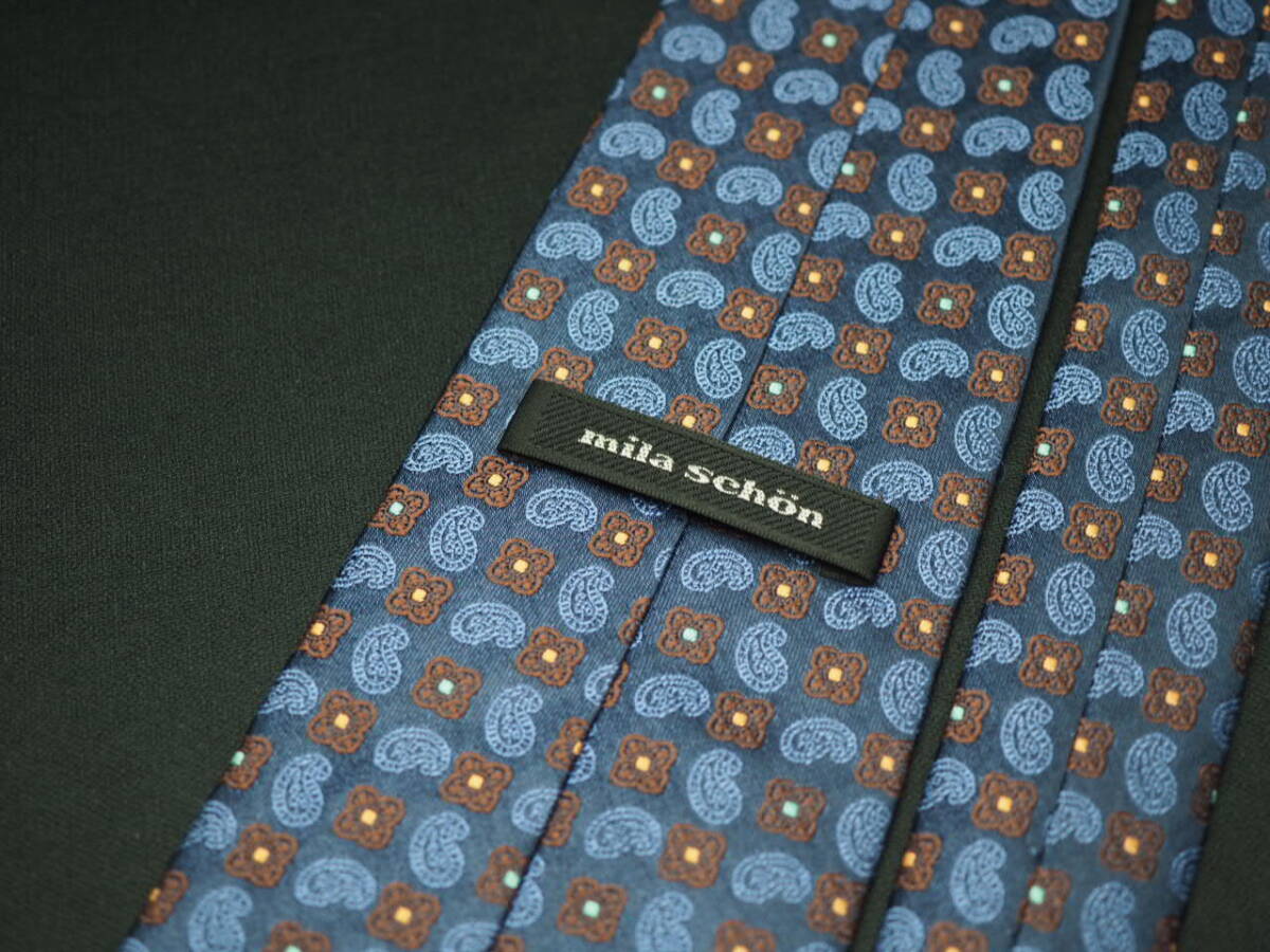 美品【Mila Schon ミラショーン】 G1847 ネイビー系 SILK ブランド ネクタイ 古着 良品 転売 仕入_画像4