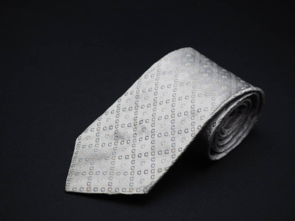 【CELINE セリーヌ】 G2071 ロゴ シルバー SILK ブランド ネクタイ 古着 良品 転売 仕入_画像2