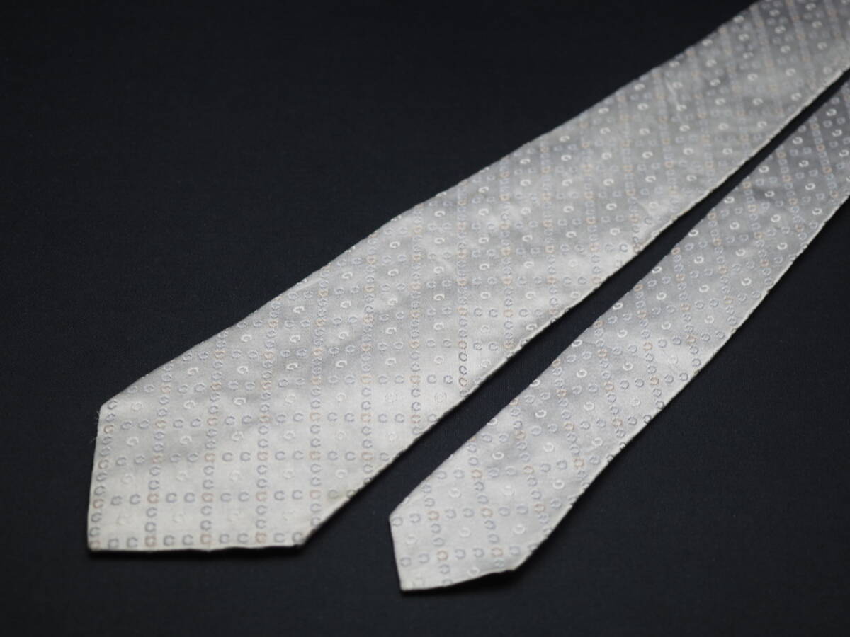 【CELINE セリーヌ】 G2071 ロゴ シルバー SILK ブランド ネクタイ 古着 良品 転売 仕入_画像3