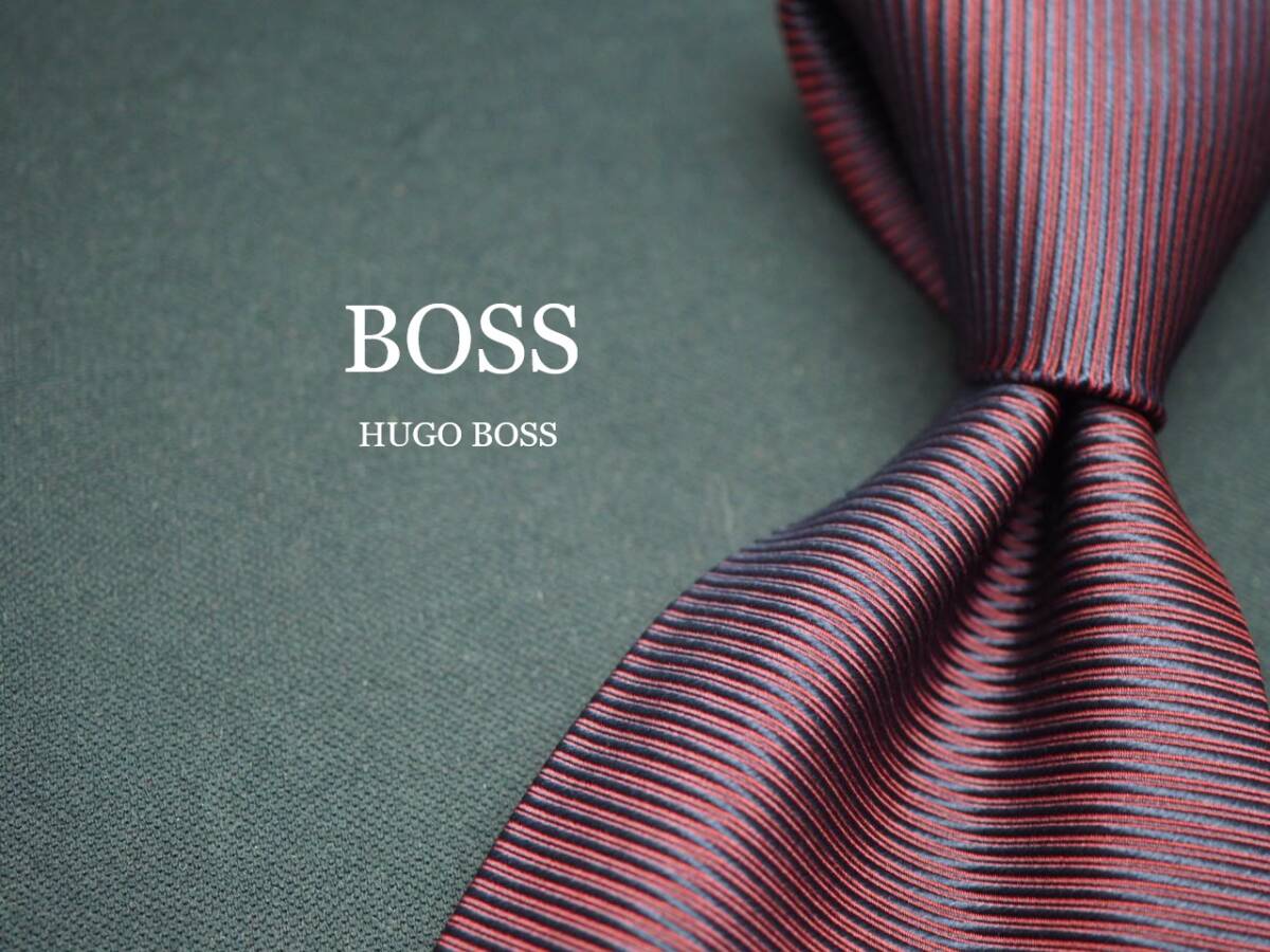 美品【HUGO BOSS ヒューゴ ボス】 G2119 ワイン系 SILK ブランド ネクタイ 古着 良品 転売 仕入_画像1