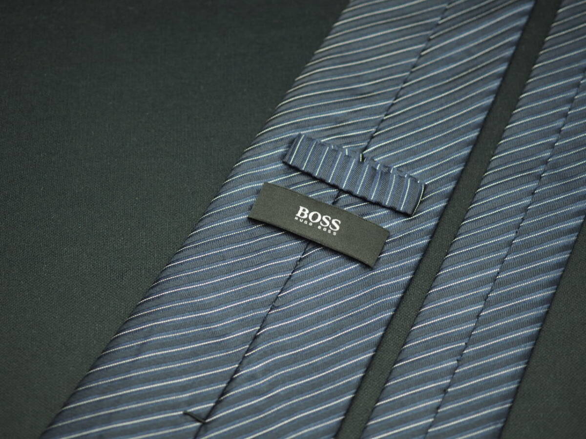 【HUGO BOSS ヒューゴ ボス】 G2121 ネイビー ブラック系 SILK ブランド ネクタイ 古着 良品 転売 仕入_画像4