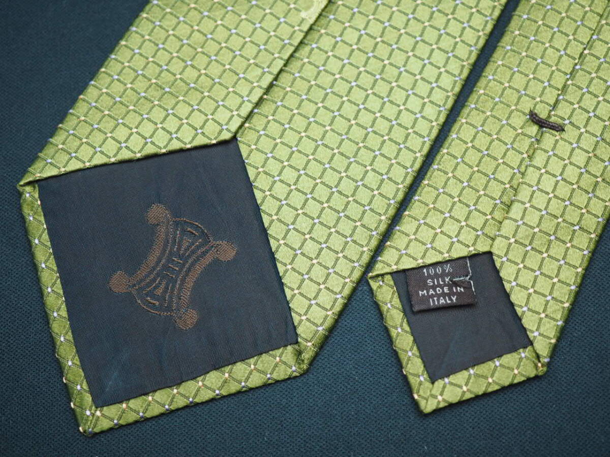 美品【CELINE セリーヌ】 G2170 オリーブ系 SILK ブランド ネクタイ 古着 良品 転売 仕入_画像5