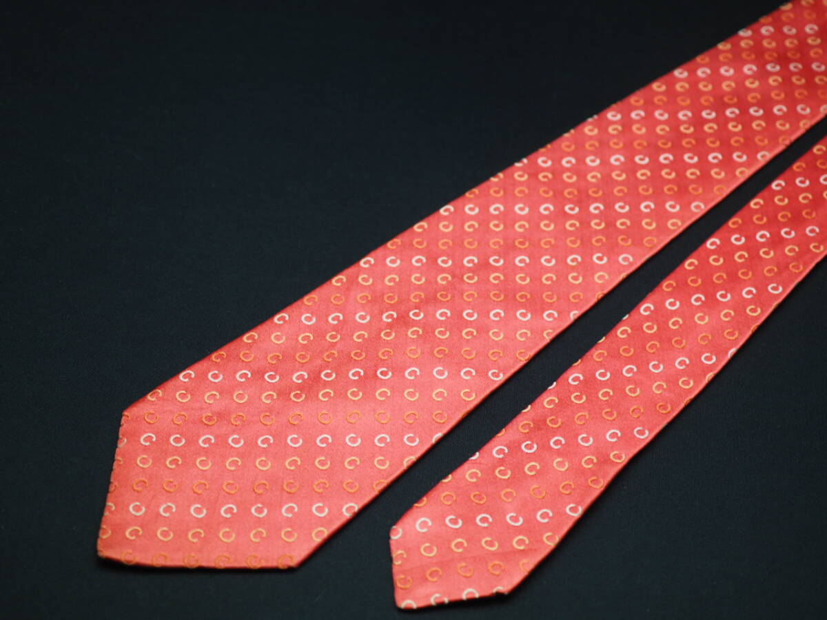 美品【CELINE セリーヌ】 G2175 ロゴ ピンク系 SILK ブランド ネクタイ 古着 良品 転売 仕入_画像3