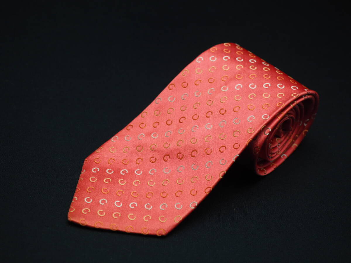 美品【CELINE セリーヌ】 G2175 ロゴ ピンク系 SILK ブランド ネクタイ 古着 良品 転売 仕入_画像2