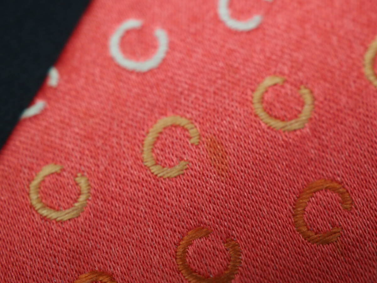 美品【CELINE セリーヌ】 G2175 ロゴ ピンク系 SILK ブランド ネクタイ 古着 良品 転売 仕入_画像4