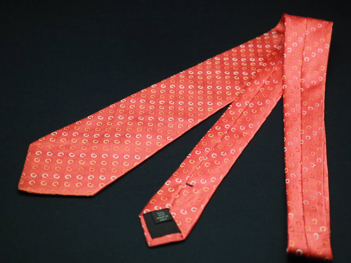 美品【CELINE セリーヌ】 G2175 ロゴ ピンク系 SILK ブランド ネクタイ 古着 良品 転売 仕入_画像7
