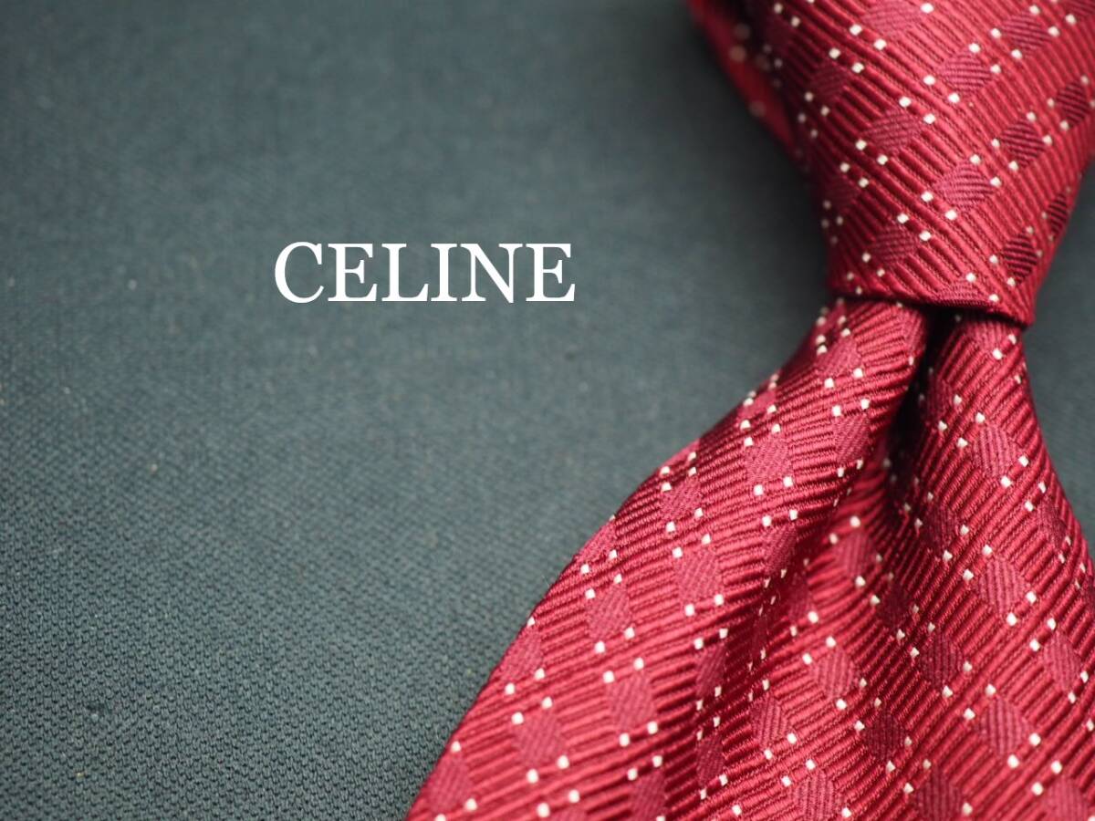 美品【CELINE セリーヌ】 G2177 ワイン系 SILK ブランド ネクタイ 古着 良品 転売 仕入_画像1