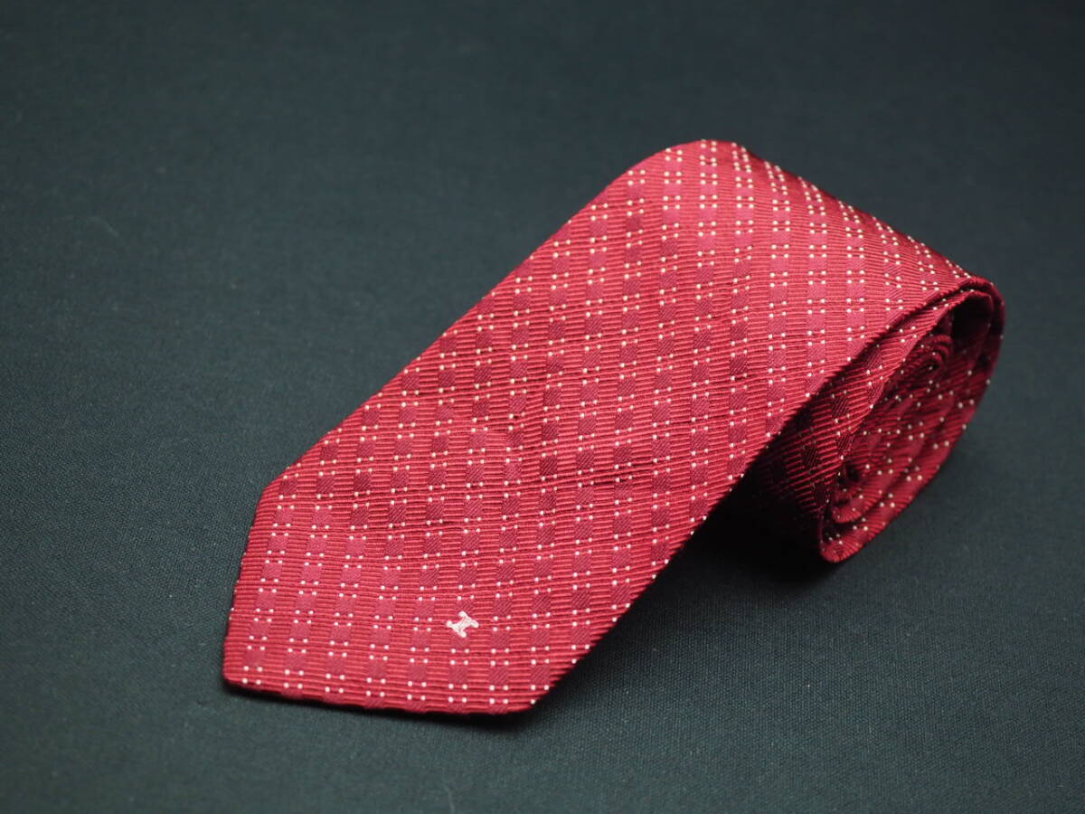 美品【CELINE セリーヌ】 G2177 ワイン系 SILK ブランド ネクタイ 古着 良品 転売 仕入_画像2