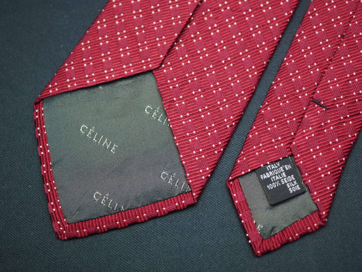 美品【CELINE セリーヌ】 G2177 ワイン系 SILK ブランド ネクタイ 古着 良品 転売 仕入_画像6