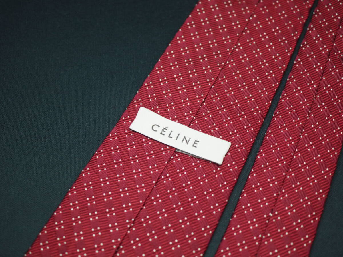 美品【CELINE セリーヌ】 G2177 ワイン系 SILK ブランド ネクタイ 古着 良品 転売 仕入_画像5