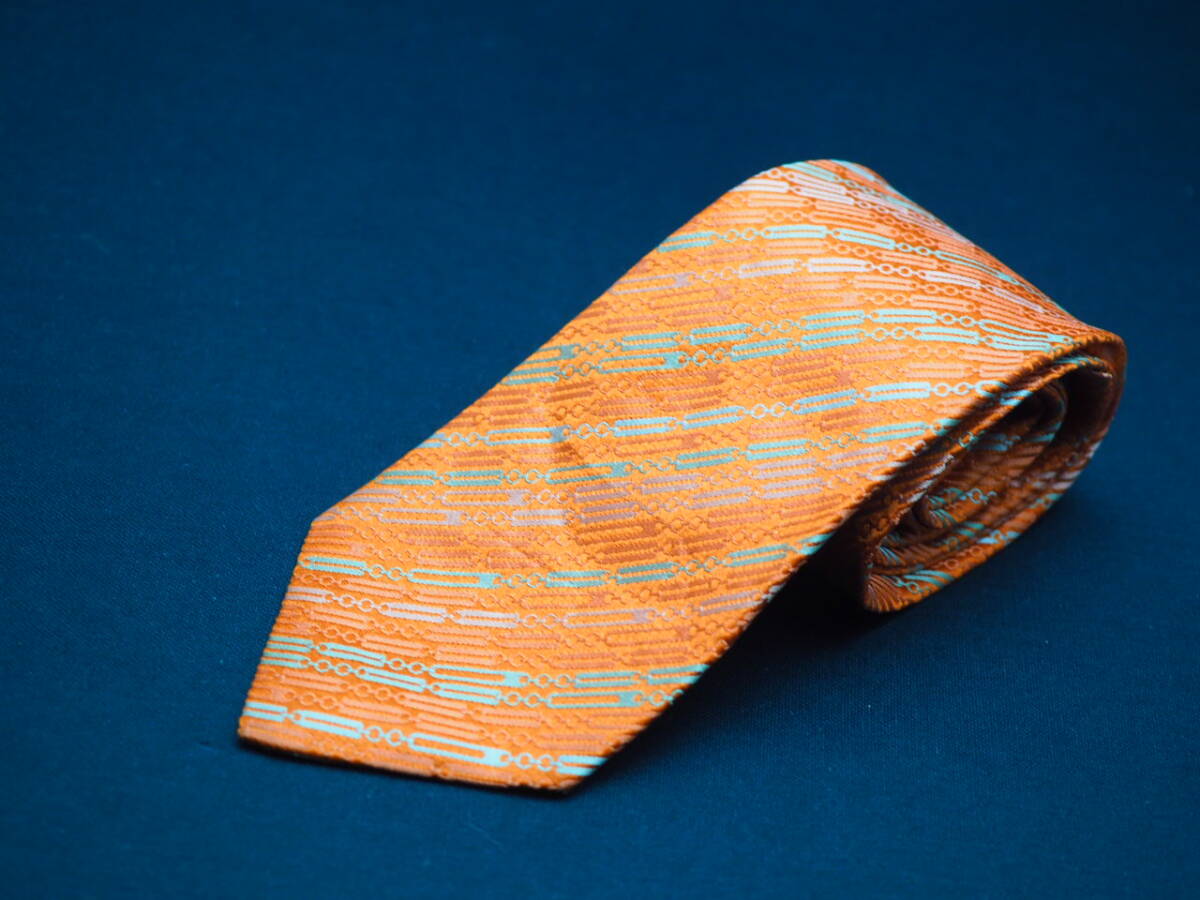 美品【CELINE セリーヌ】 G2179 オレンジ系 SILK ブランド ネクタイ 古着 良品 転売 仕入_画像2