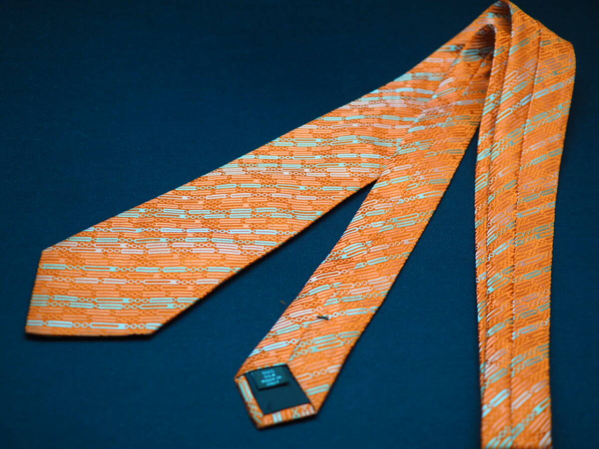 美品【CELINE セリーヌ】 G2179 オレンジ系 SILK ブランド ネクタイ 古着 良品 転売 仕入_画像6