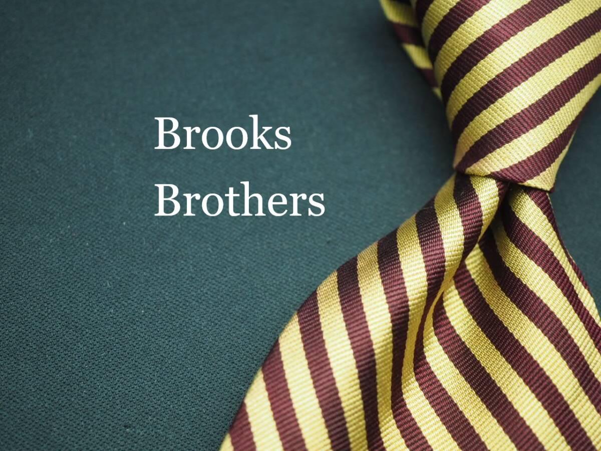 【BROOKS BROTHERS ブルックスブラザーズ】 G2186 USA 黄ゴールド ワイン系 SILK ブランド ネクタイ 古着 良品 転売 仕入_画像1