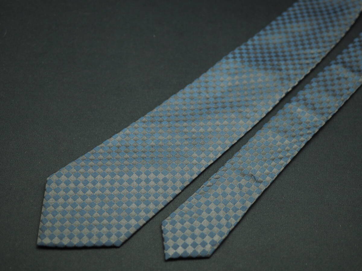 美品【HUGO BOSS ヒューゴ ボス】 G2214 ネイビーグレー系 SILK ブランド ネクタイ 古着 良品 転売 仕入_画像3