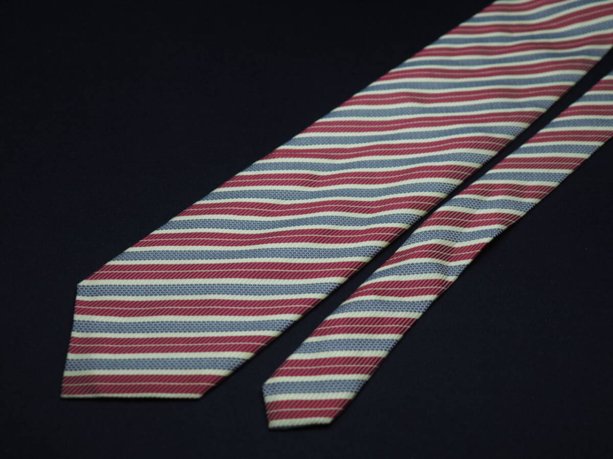 美品【HUGO BOSS ヒューゴ ボス】 G2216 アイボリー ワイン グレー系 SILK ブランド ネクタイ 古着 良品 転売 仕入_画像3