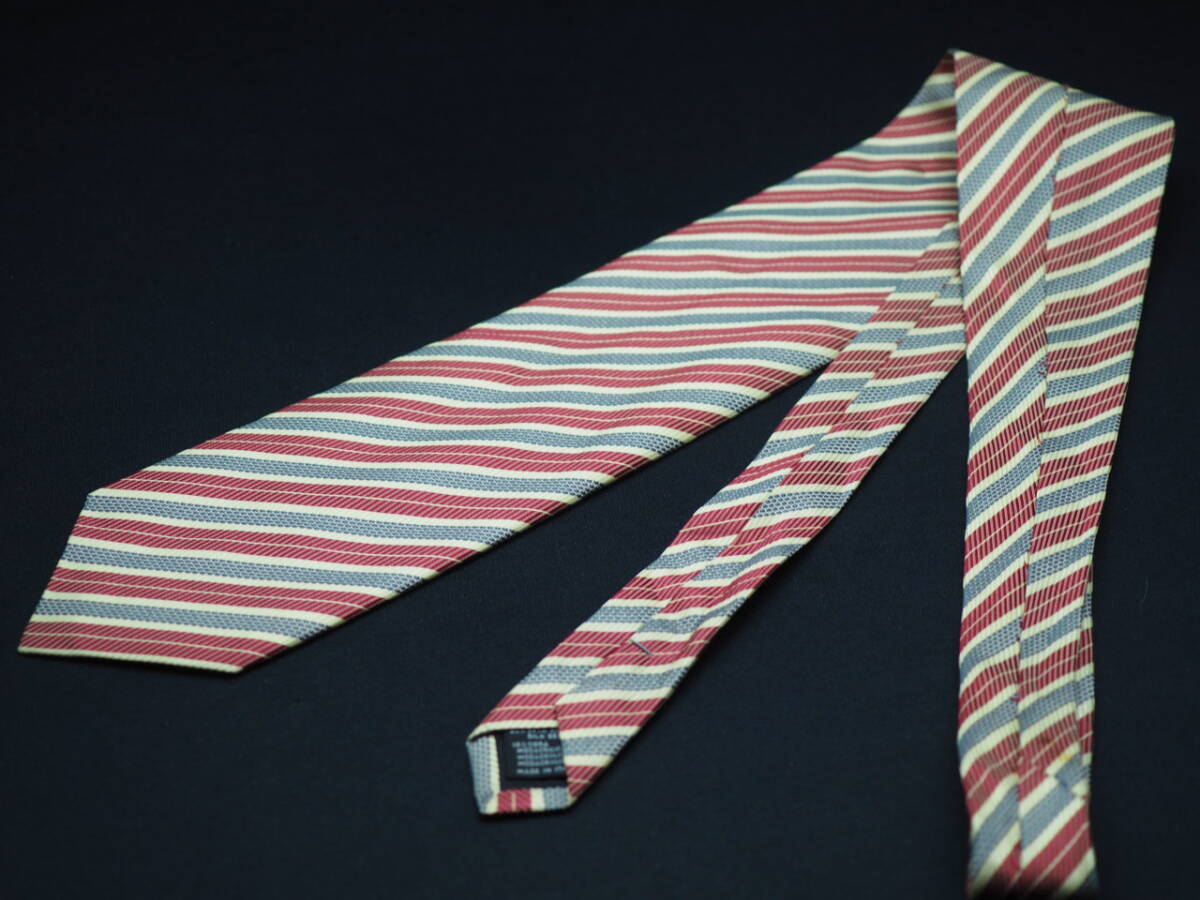 美品【HUGO BOSS ヒューゴ ボス】 G2216 アイボリー ワイン グレー系 SILK ブランド ネクタイ 古着 良品 転売 仕入_画像6