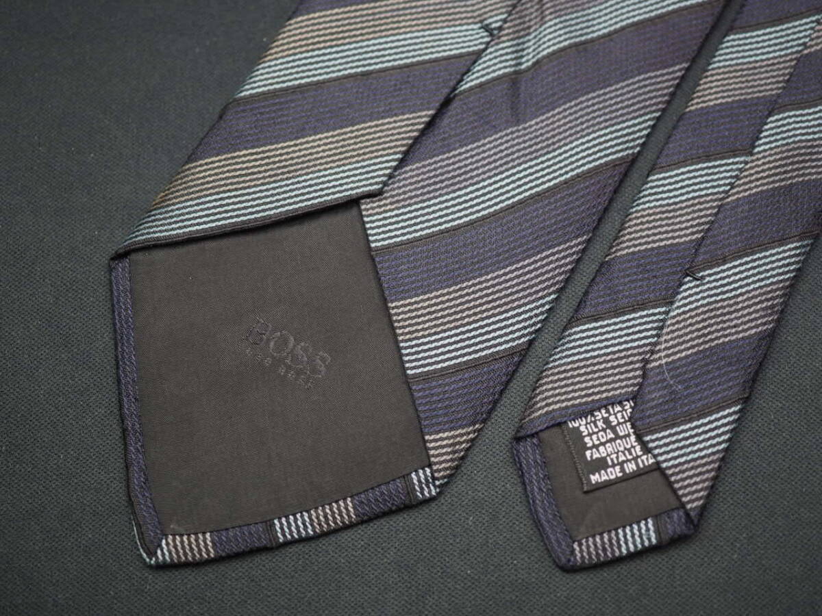 【HUGO BOSS ヒューゴ ボス】 G2217 ネイビー グレー系 SILK ブランド ネクタイ 古着 良品 転売 仕入_画像5