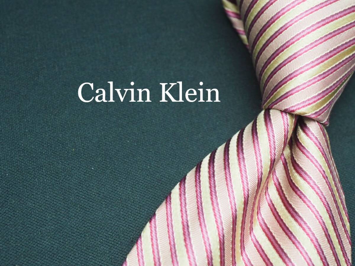 美品【Calvin Klein カルバンクライン】 G2289 ピンクベージュ系 SILK ブランド ネクタイ 古着 良品 転売 仕入_画像1