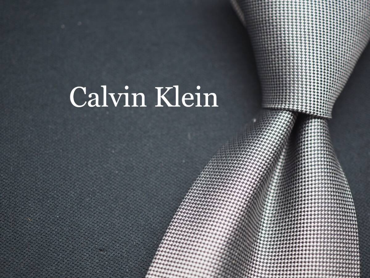 美品【Calvin Klein カルバンクライン】 G2311 シルバー系 SILK ブランド ネクタイ 古着 良品 転売 仕入_画像1