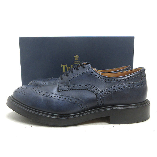 Q■英国製・美品【 8 】トリッカーズ/Tricker's 8064ウィングチップ カントリーシューズ■紺MENS/バートン/15【中古】_画像1