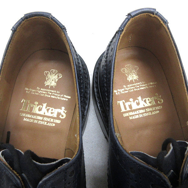 Q■英国製・美品【 8 】トリッカーズ/Tricker's 8064ウィングチップ カントリーシューズ■紺MENS/バートン/15【中古】_画像3