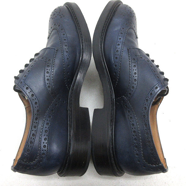 Q■英国製・美品【 8 】トリッカーズ/Tricker's 8064ウィングチップ カントリーシューズ■紺MENS/バートン/15【中古】_画像4