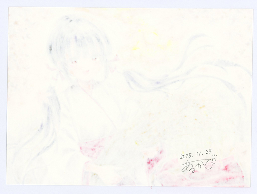  оригинал рука .. карточка для автографов, стихов, пожеланий иллюстрации [. пачка. осень . женщина san ]*B5 маленький размер * один следующий произведение * есть ..