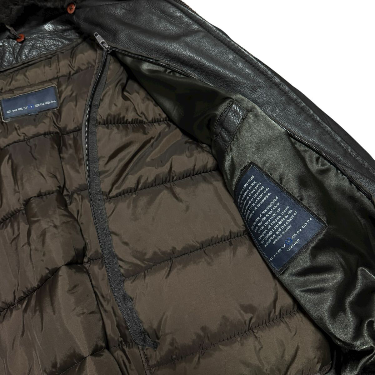 CHEVIGNON シェビニオン Pilot Vintage Leather Jacket パイロットヴィンテージレザージャケット ダークブラウン メンズ サイズL_画像6