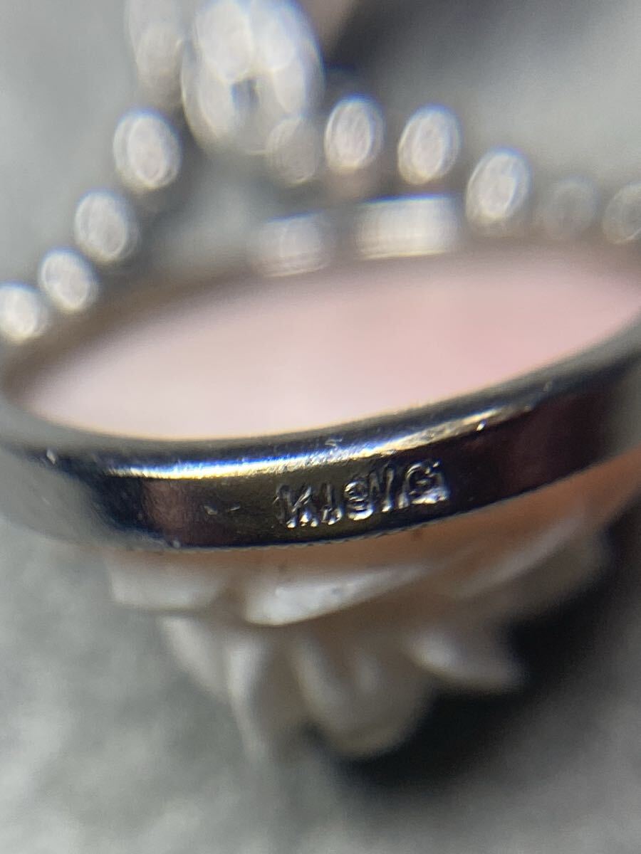 K18 WG ネックレストップ　バラモチーフ　ダイヤモンド0.02ct 現状品　試金石鑑定のみ 18金_画像5