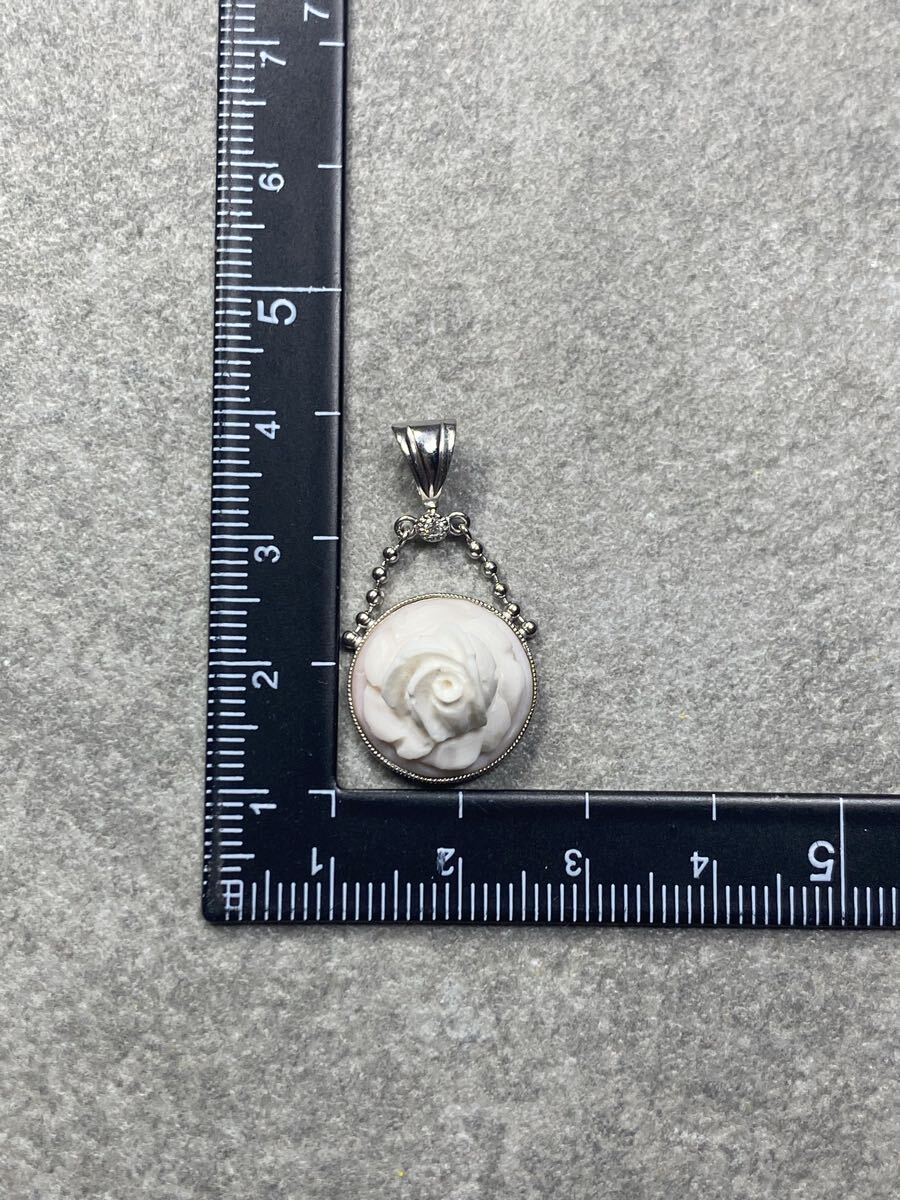 K18 WG ネックレストップ　バラモチーフ　ダイヤモンド0.02ct 現状品　試金石鑑定のみ 18金_画像8