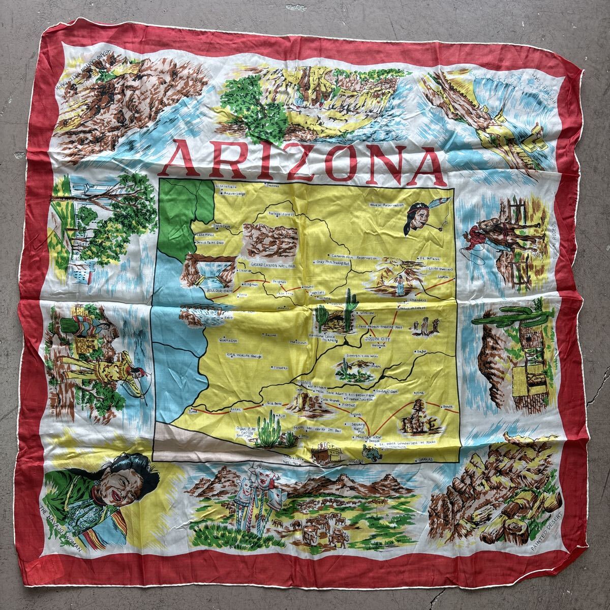 希少 激レア 40s 50s 60s ビンテージ ヴィンテージ スーベニア スカーフ バンダナ ストール FAST COLOR USA製 アメリカ製 大戦 506XX _画像1