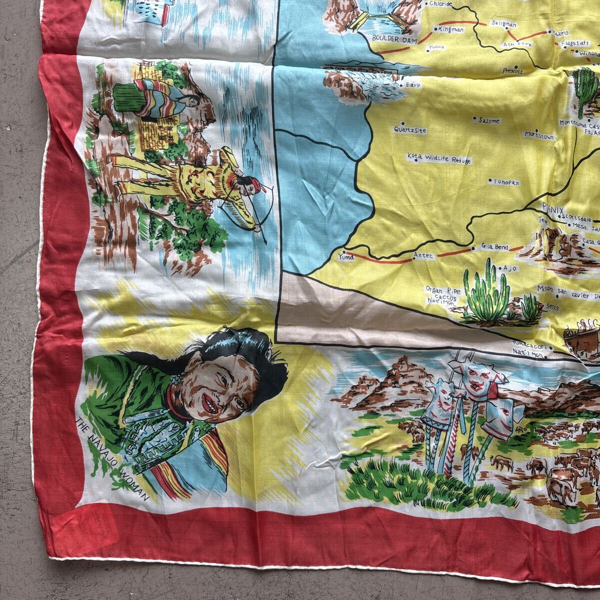希少 激レア 40s 50s 60s ビンテージ ヴィンテージ スーベニア スカーフ バンダナ ストール FAST COLOR USA製 アメリカ製 大戦 506XX _画像2