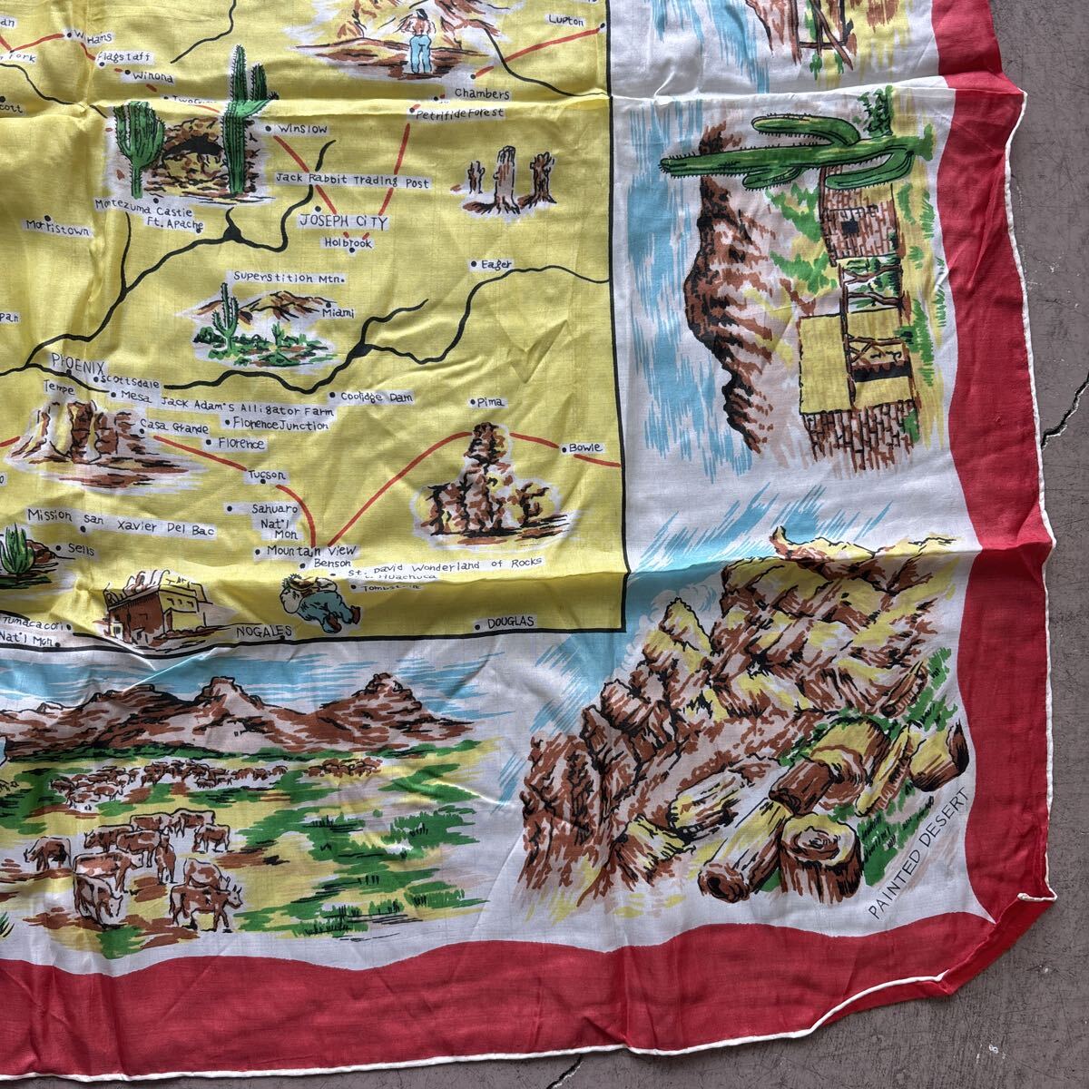 希少 激レア 40s 50s 60s ビンテージ ヴィンテージ スーベニア スカーフ バンダナ ストール FAST COLOR USA製 アメリカ製 大戦 506XX _画像3