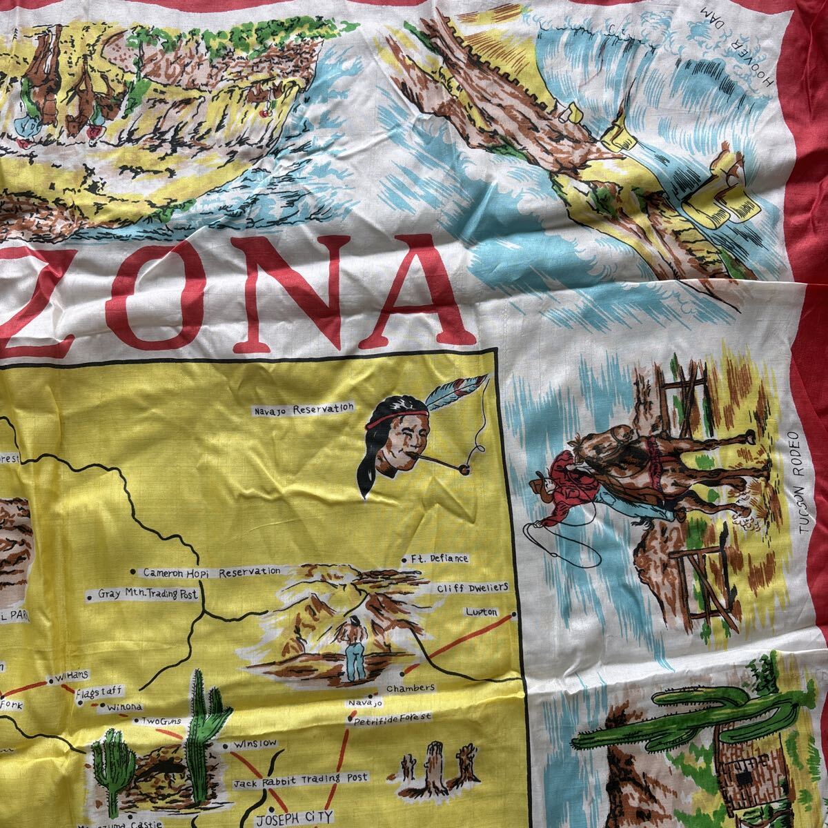 希少 激レア 40s 50s 60s ビンテージ ヴィンテージ スーベニア スカーフ バンダナ ストール FAST COLOR USA製 アメリカ製 大戦 506XX _画像4