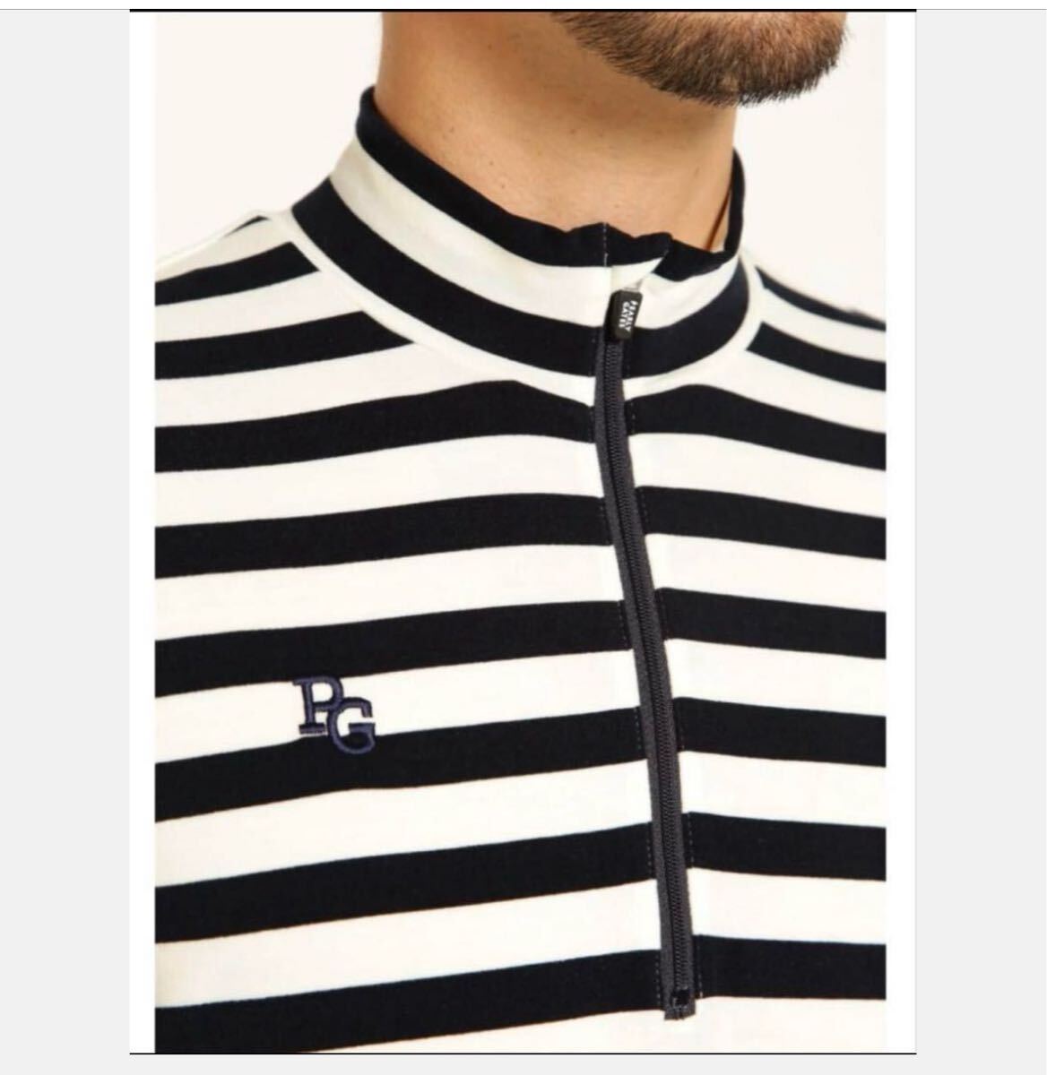 パーリーゲイツ PEARLY GATES ボーダー プレミアムウォーム長袖ハーフジップアップカット トップス _画像5