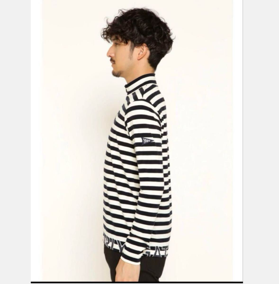 パーリーゲイツ PEARLY GATES ボーダー プレミアムウォーム長袖ハーフジップアップカット トップス _画像4