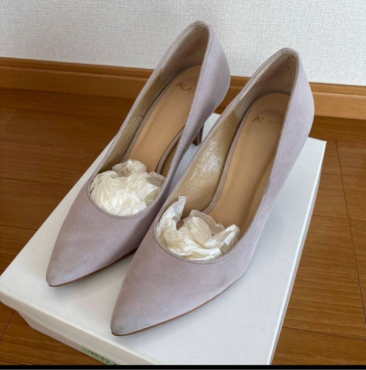 ALAGE アカクラ　パンプス　スウェード　24_画像1