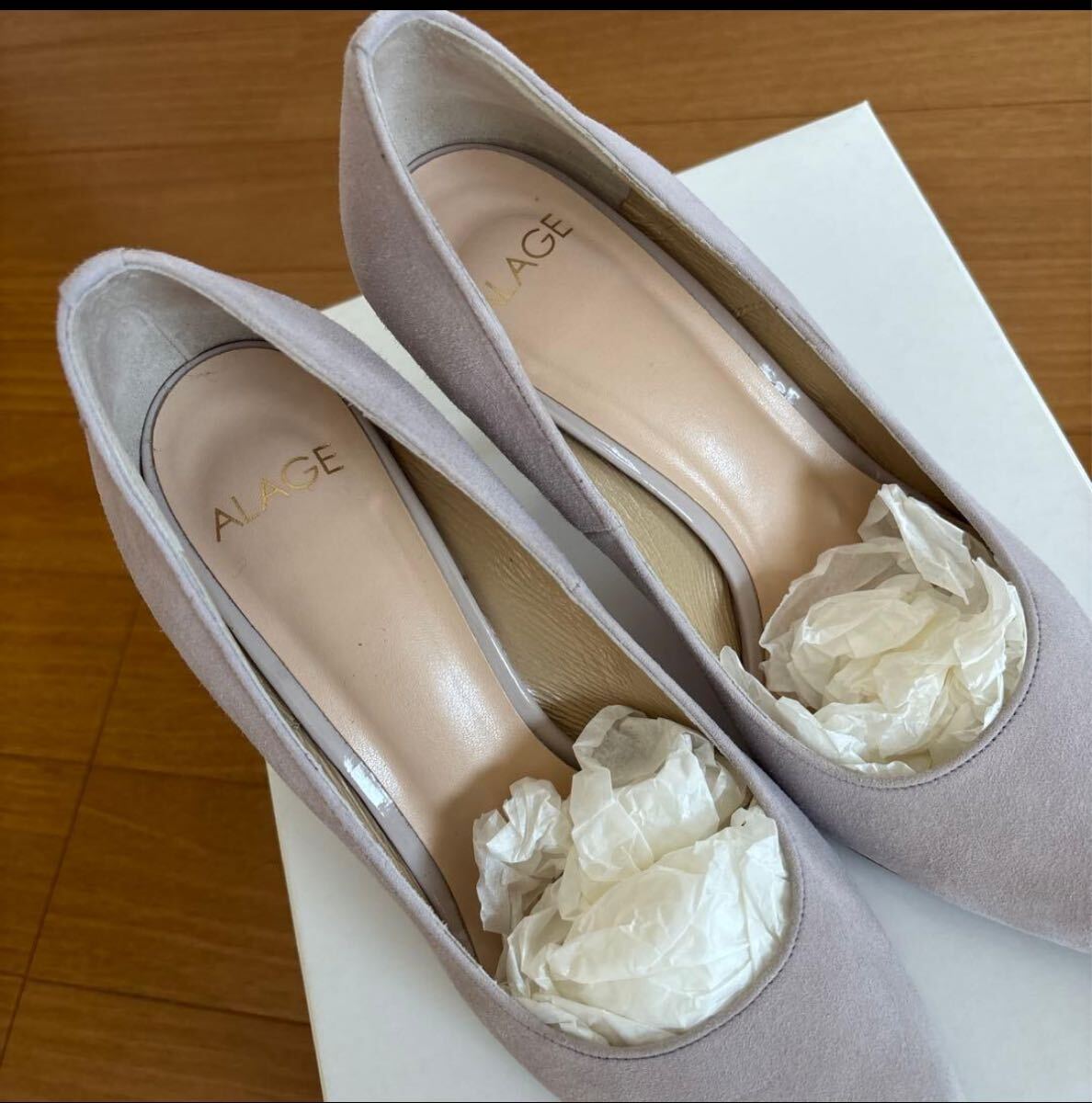 ALAGE アカクラ　パンプス　スウェード　24_画像6