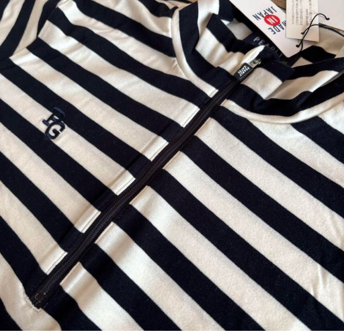 パーリーゲイツ PEARLY GATES ボーダー プレミアムウォーム長袖ハーフジップアップカット トップス _画像6