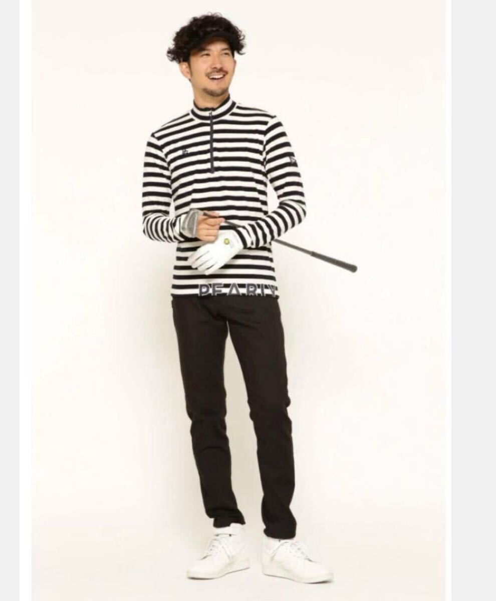 パーリーゲイツ PEARLY GATES ボーダー プレミアムウォーム長袖ハーフジップアップカット トップス _画像2