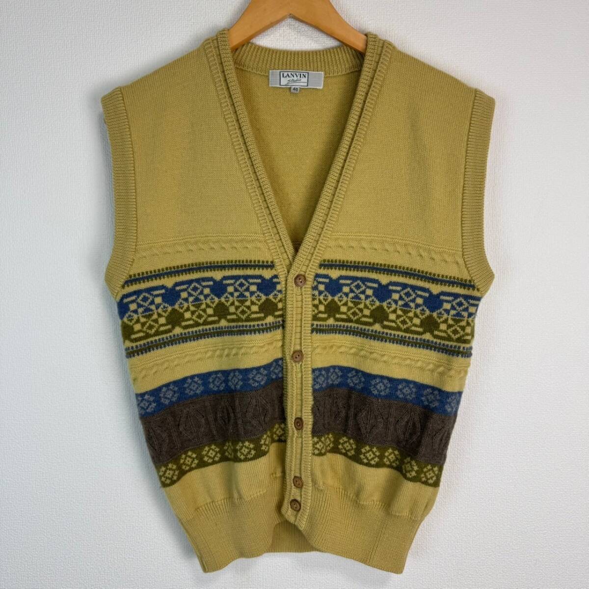 LANVIN Studio ランバン ニットベスト アースカラー レトロ 古着_画像1