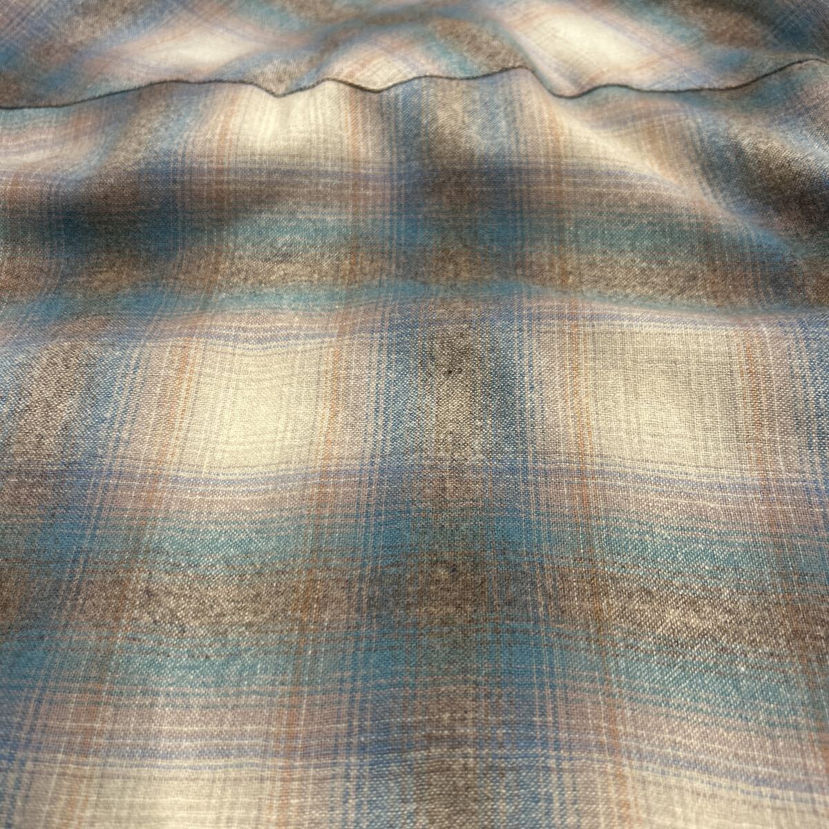 70s PENDLETON オンブレチェック ウールシャツ ウエスタン ペンドルトン ネルシャツ USA製 ヴィンテージ ビンテージ レア 古着 L ボロ 襤褸_画像9