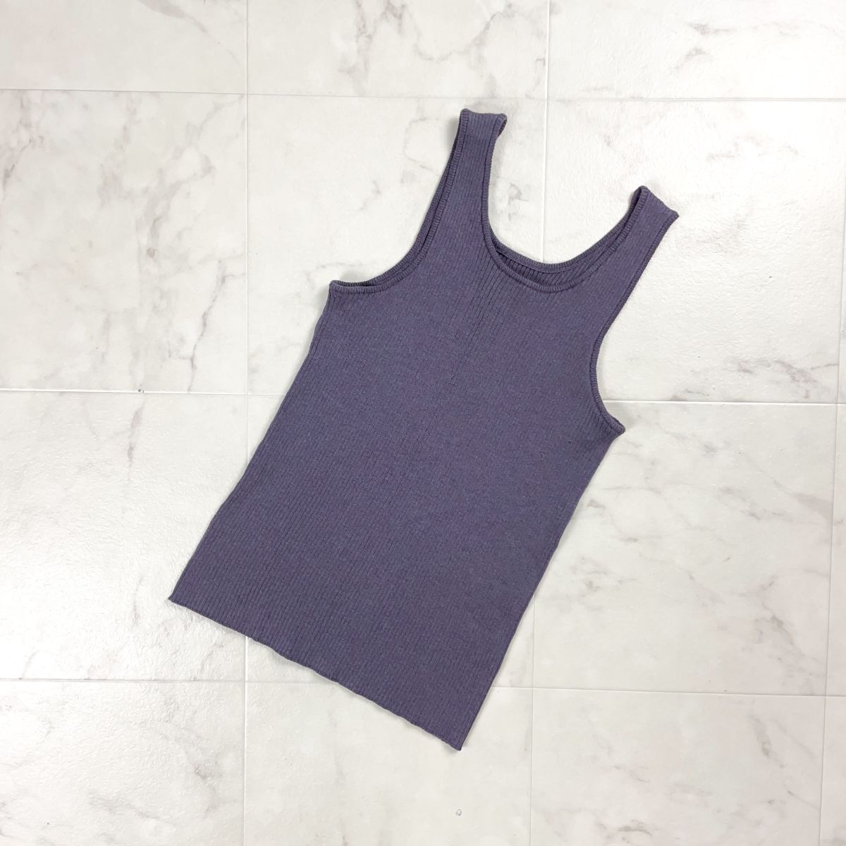 SALON adam et rope アダムエロペ アンサンブル ノースリーブリブニット 長袖Vネックセーター レディース 紫 くすみパープル サイズF*JD14_画像7