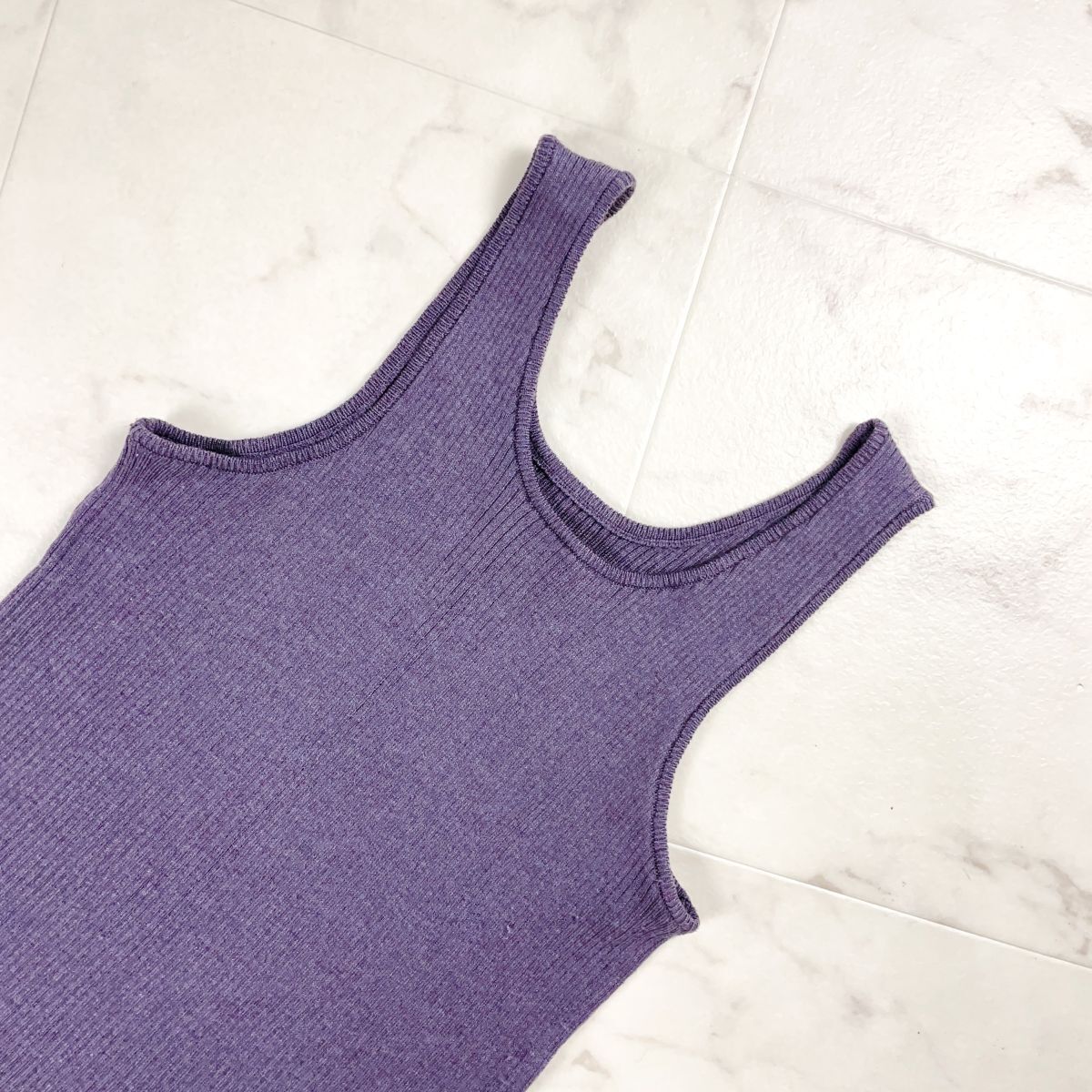 SALON adam et rope アダムエロペ アンサンブル ノースリーブリブニット 長袖Vネックセーター レディース 紫 くすみパープル サイズF*JD14_画像8