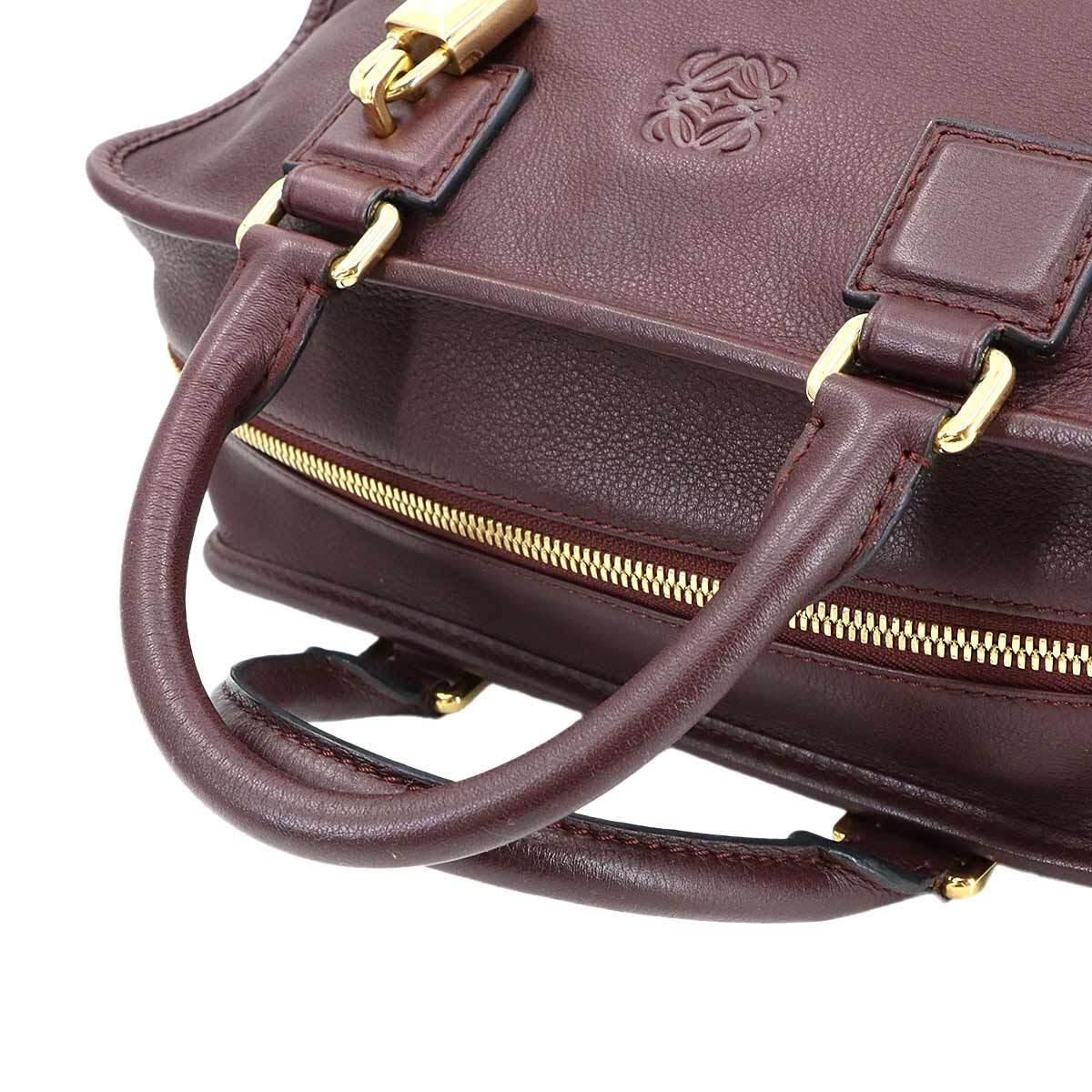 美品 ロエベ LOEWE アマソナ 28 ハンド バッグ レザー ボルドー ゴールド 金具 Amazona 28 90298786_画像5