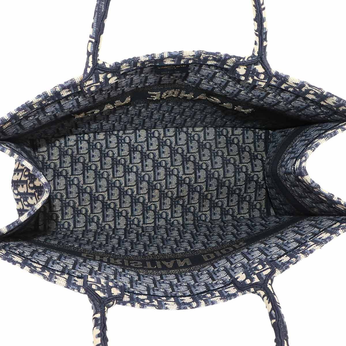 クリスチャン ディオール Christian Dior オブリーク ブック トート ラージ バッグ キャンバス ネイビー M1286ZRIW 90301540_画像6