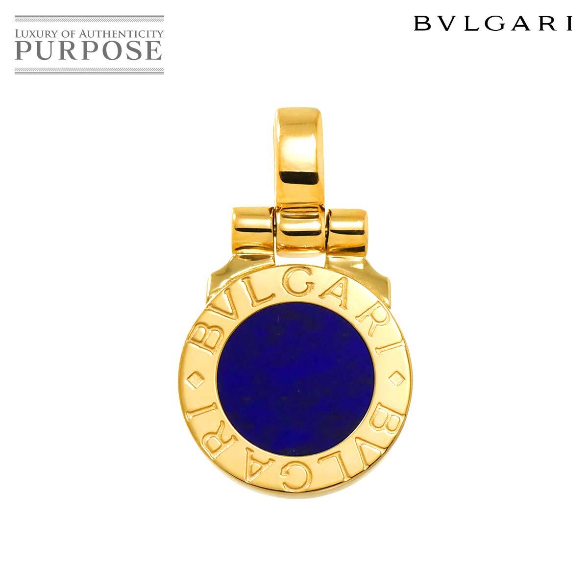  BVLGARY BVLGARI двойной Logo подвеска с цепью лазурит K18 YG желтое золото 750 Pendant Top 90299957