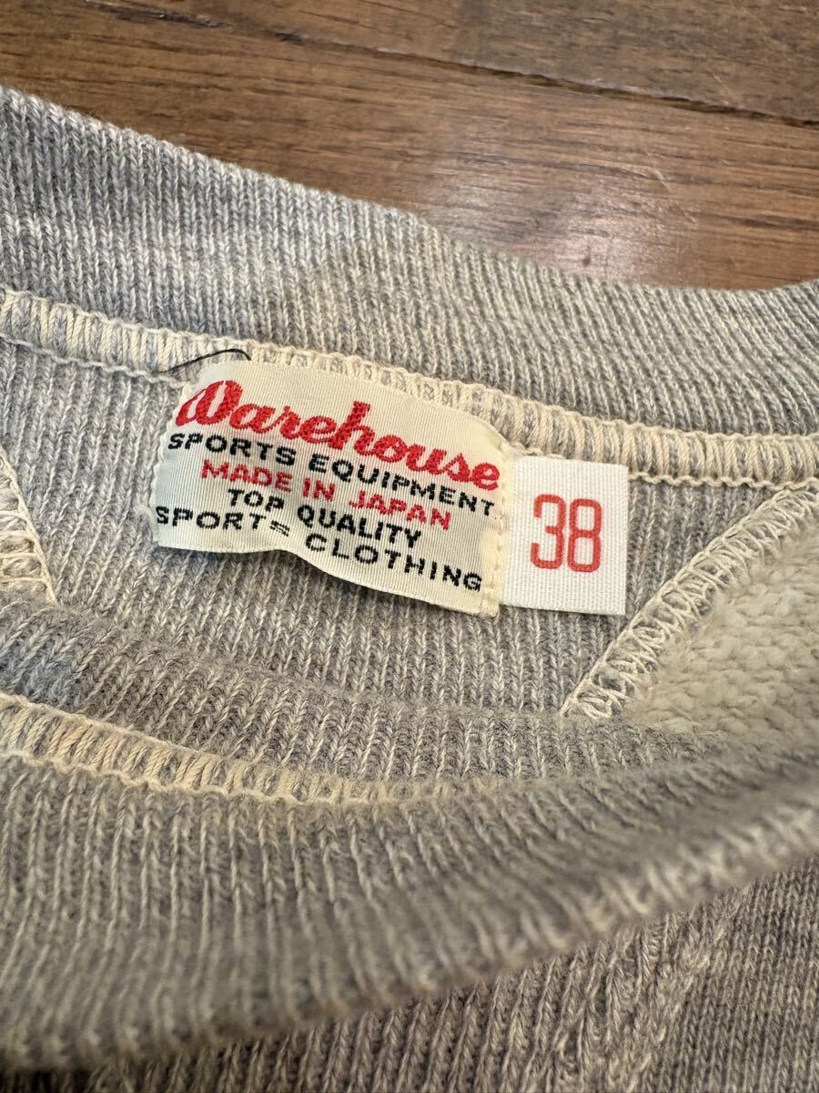 【美品】 WAREHOUSE 両Vスウェット サイズ38 ウエアハウス 霜降りグレー トレーナー 日本製 スウェットシャツ _画像3