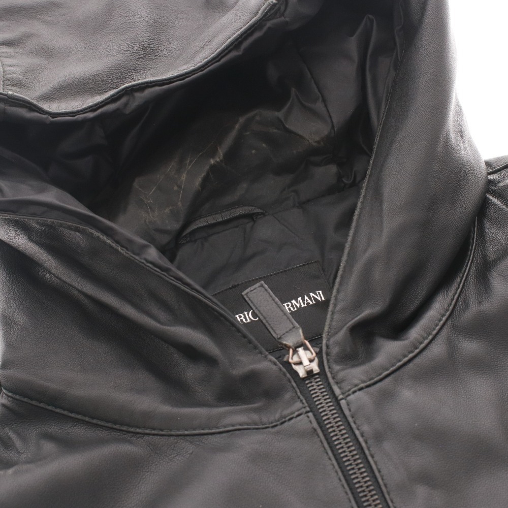 ■ エンポリオアルマーニ ブルゾン ジャケット アウター レザー メンズ 50 （L相当） ブラック 付属品付き_画像5