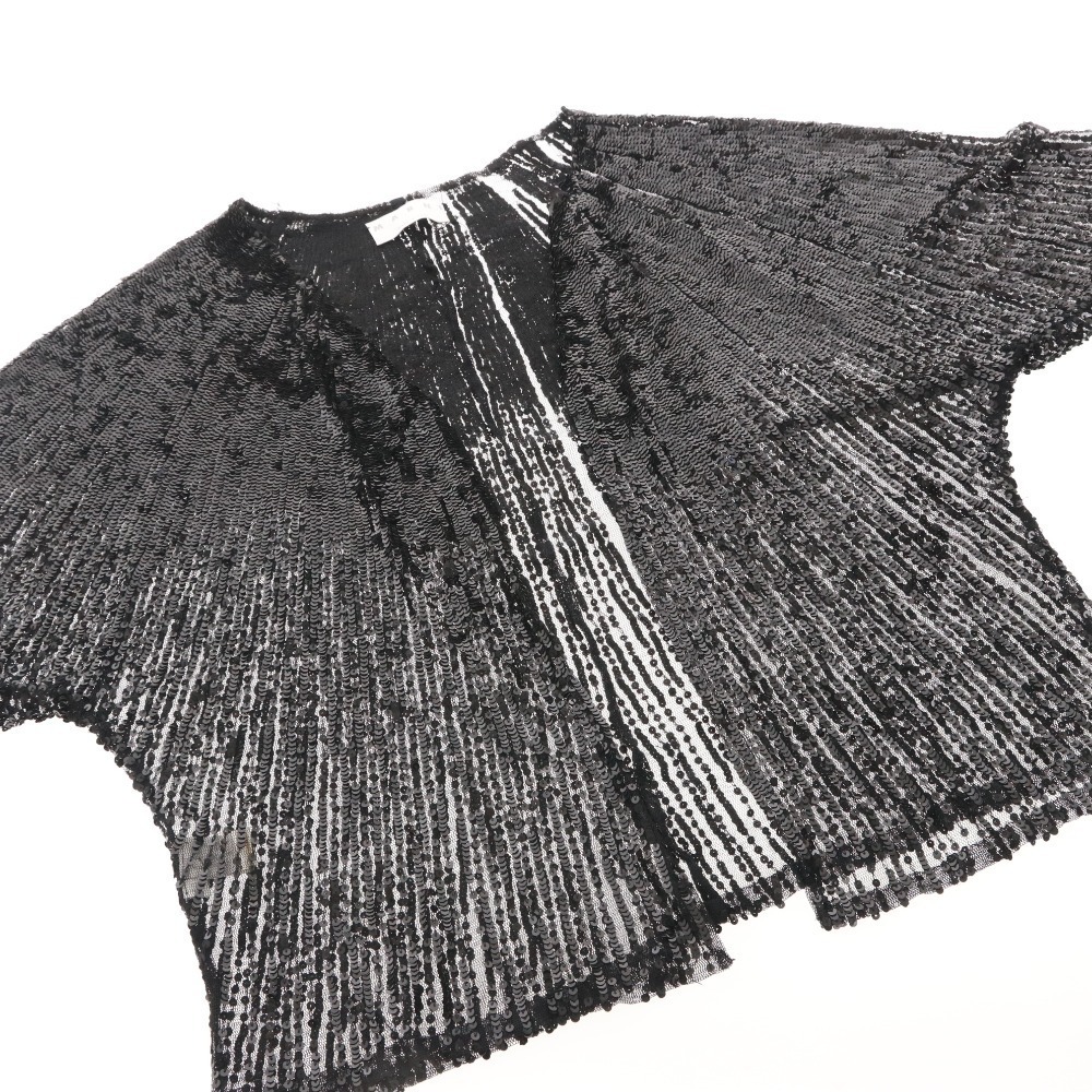 ■ MARNI マルニ ノーカラージャケット 長袖 アウター ボタンなし スパンコール 装飾 イタリア製 レディース 40 (L相当) ブラック 黒_画像3